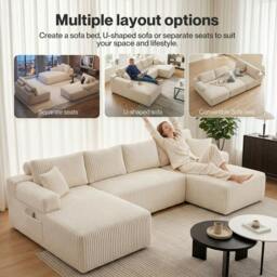 Rackhams Modular Sectional Sofa Convertible U Shaped Sofa Corner Living Room - thumbnail 6