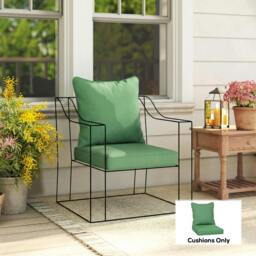Rackhams Garden Chair Cushion with Seat & Back Pad, CUSHION ONLY, Green - Green - Polyester - Modern