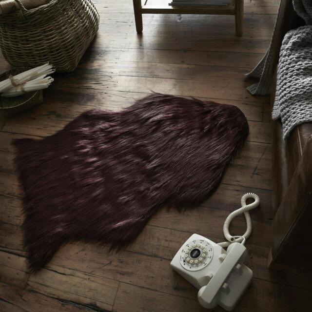 Rackhams Faux Fur Sheep Rug - Wine - Purple - image 1
