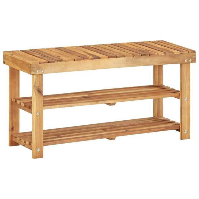 Rackhams Shoe Rack 90x32x46 cm Solid Acacia Wood