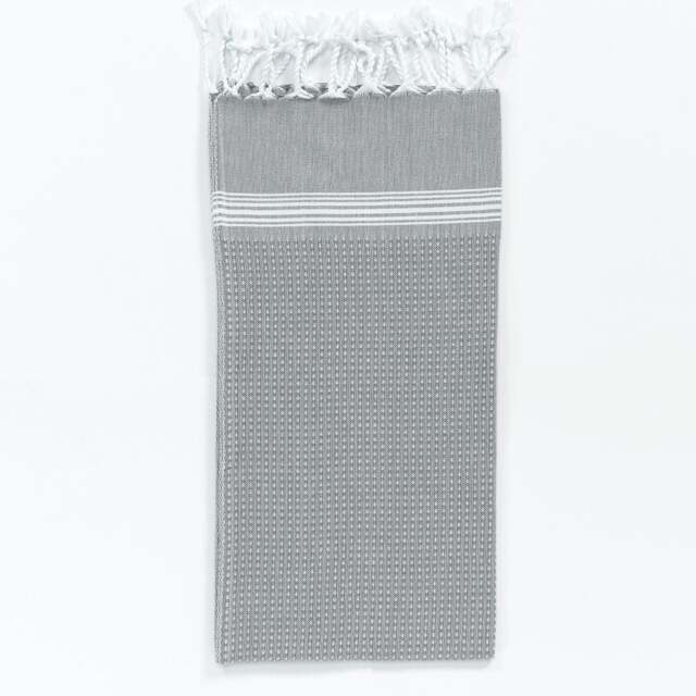 Rackhams Tuana Cotton Hammam Hand Towel with Tassels - Smoke with White Stripes - image 1