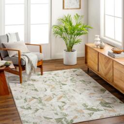 Rackhams San Francisco-Abstract Green Tan Taupe Modern Marble Rug - 160 x 213 cm - thumbnail 1
