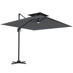 Rackhams 2.5m Cantilever Parasol, Garden Parasol with Lights, Dark Grey - Dark Grey - 246L x 246W x 260H cm - thumbnail 3