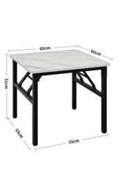 Rackhams Square 60cm Folding Coffee Table with Marble Effect Top - White - thumbnail 6