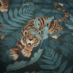 Rackhams Tropic Tiger Leaf Reversible Duvet Cover Set - Green - Double - thumbnail 4