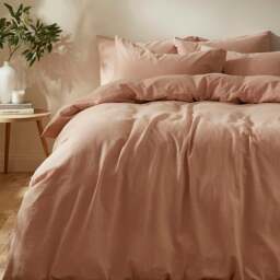 Rackhams Touch of Linen Duvet Cover Set (includes 2 pillowcases 1 for Single) - Single - Powder Pink - thumbnail 1