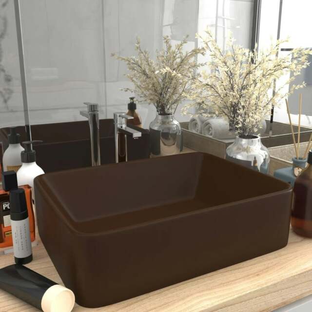 Rackhams Luxury Wash Basin Matt Dark Brown 41x30x12 cm Ceramic