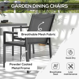 Rackhams 5 Piece Garden Dining Set, Outdoor Table and 4 Chairs, Grey - 7 Piece - thumbnail 4