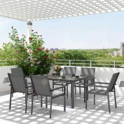 Rackhams 5 Piece Garden Dining Set, Outdoor Table and 4 Chairs, Grey - 7 Piece