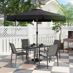 Rackhams 5 Piece Garden Dining Set, Outdoor Table and 4 Chairs, Grey - 7 Piece - thumbnail 2