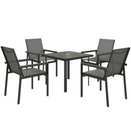 Rackhams 5 Piece Garden Dining Set, Outdoor Table and 4 Chairs, Grey - 7 Piece - thumbnail 3