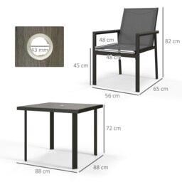 Rackhams 5 Piece Garden Dining Set, Outdoor Table and 4 Chairs, Grey - 7 Piece - thumbnail 6