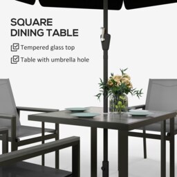 Rackhams 5 Piece Garden Dining Set, Outdoor Table and 4 Chairs, Grey - 7 Piece - thumbnail 5