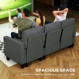 Rackhams Fold-Out Convertible Sofa Bed with Removable Covers, Charcoal Grey - Grey - thumbnail 5