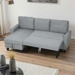 Rackhams Fold-Out Convertible Sofa Bed with Removable Covers, Charcoal Grey - Grey - thumbnail 6