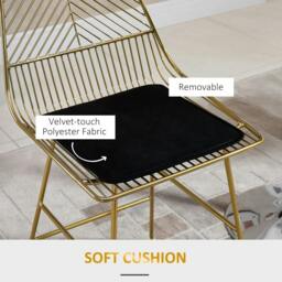 Rackhams Set of 2 Bar Stools, Modern Counter Height Breakfast Bar Chairs with Wire Metal Frame for Kitchen, Dining Room, Gold - thumbnail 6