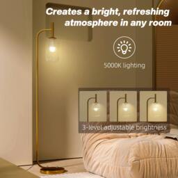Rackhams Zizi Metal Gold Tone LED Floor Lamp With Glass Shade And Adjustable Brightness - thumbnail 6