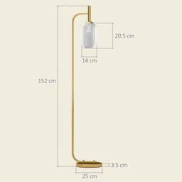 Rackhams Zizi Metal Gold Tone LED Floor Lamp With Glass Shade And Adjustable Brightness - thumbnail 4