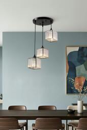Rackhams 3-Light Crystal Ceiling Pendant Light Fixture - Black - One Size - thumbnail 2