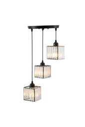 Rackhams 3-Light Crystal Ceiling Pendant Light Fixture - Black - One Size - thumbnail 4