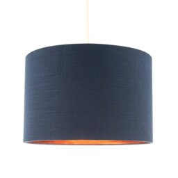 Rackhams Modern Midnight Blue Cotton Lamp Shade with Brushed Gold Inner Lining - thumbnail 2