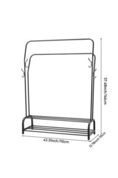 Rackhams Metal Clothes Rack Freestanding Double-Rod Cloak Rack - Black - thumbnail 6