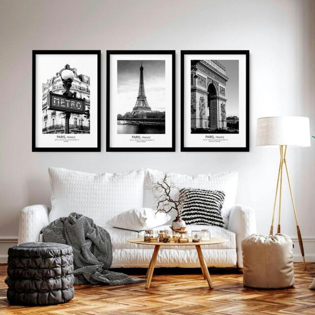 Rackhams Wall art of Paris - set of 3 framed wall art prints - A2 16.54 x 23.39 in / 42 x 59.4 cm - Satin Photo paper 280 gsm - Black Frame - image 1