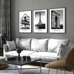 Rackhams Wall art of Paris - set of 3 framed wall art prints - A2 16.54 x 23.39 in / 42 x 59.4 cm - Satin Photo paper 280 gsm - Black Frame - thumbnail 3