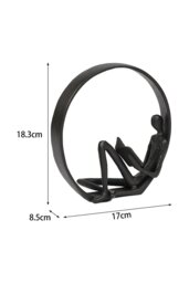 Rackhams Metal Statue Reading Men in Circle Desktop Ornament Figurines - Black - thumbnail 6