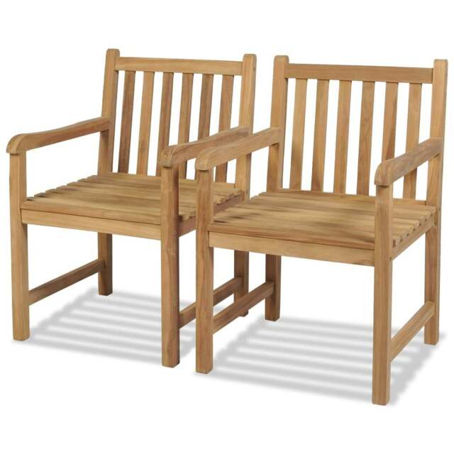 Rackhams Outdoor Chairs 2 pcs Solid Teak Wood