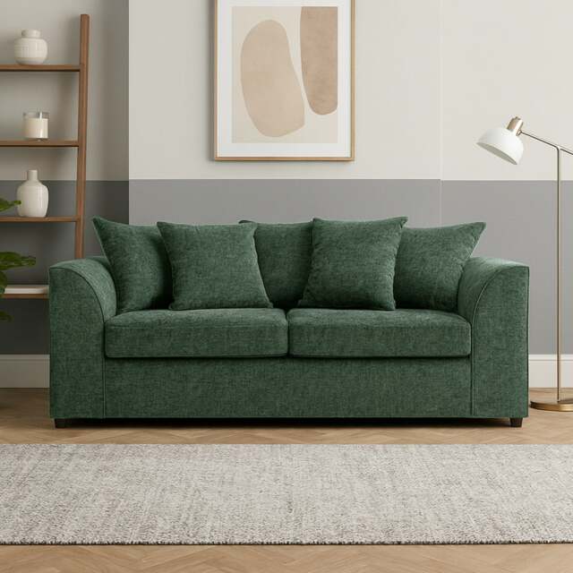 Rackhams Monaco Chenille Fabric 3 Seater Sofa - Green - image 1