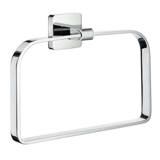 Rackhams Polished Chrome Rectangular Towel Ring (W) 20cm Wall Mounted with Concealed Screws Bathroom Towel Holder - image 1