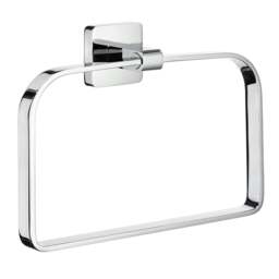 Rackhams Polished Chrome Rectangular Towel Ring (W) 20cm Wall Mounted with Concealed Screws Bathroom Towel Holder - thumbnail 1