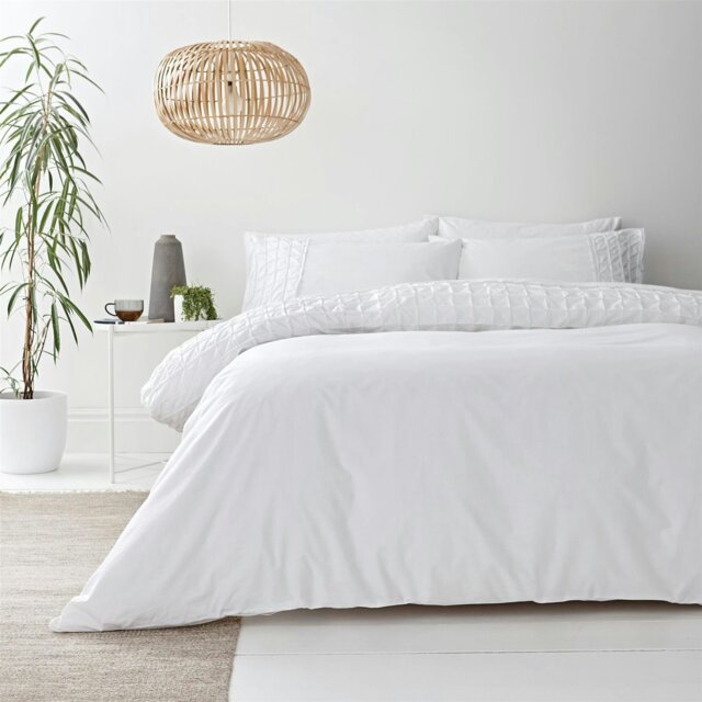 Rackhams Origami White Duvet Cover Set - White - Cotton - Single - image 1