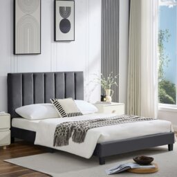 Rackhams Double Bed Frame, Upholstered Platform Bed Frame with Adjustable Headboard, Solid Wood Slats, Max Load 320KS - Double - Green - thumbnail 2