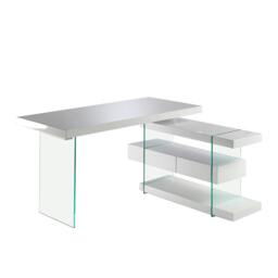 Rackhams Tempered glass desk with wooden top 3002/3003 - white MDF wood - thumbnail 3