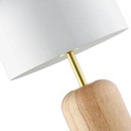 Rackhams Modern Designer Wooden Table Lamp with White Gloss Domed Metal Shade - thumbnail 4