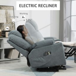 Rackhams Lift Chair with Vibration Massage, Heat, Easy Assembly - Metal - Charcoal Grey - Linen-look polyester - thumbnail 5