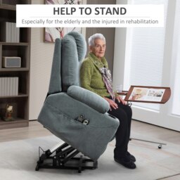 Rackhams Lift Chair with Vibration Massage, Heat, Easy Assembly - Metal - Charcoal Grey - Linen-look polyester - thumbnail 4
