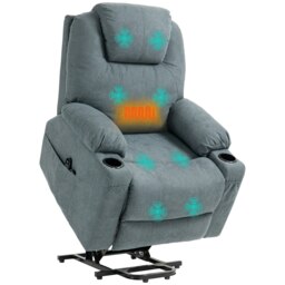 Rackhams Lift Chair with Vibration Massage, Heat, Easy Assembly - Metal - Charcoal Grey - Linen-look polyester - thumbnail 2