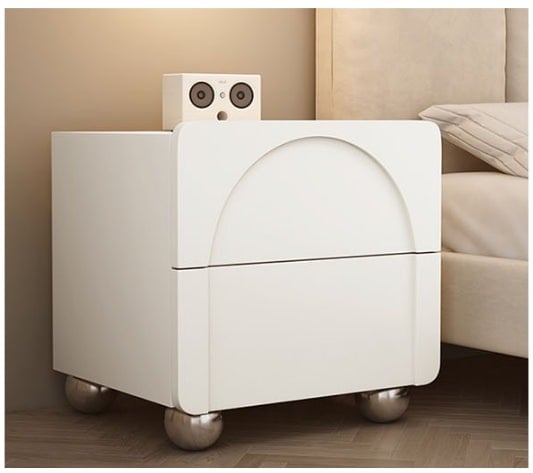 Rackhams Niomi Bedside Table, Cream - White - image 1