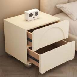 Rackhams Niomi Bedside Table, Cream - White - thumbnail 5
