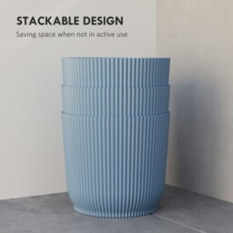 Rackhams Set of 2 Round Plant Pots Outdoor 22cm for Garden Decoration, Blue - White - 2 - Ф22 x 20Hcm - thumbnail 5
