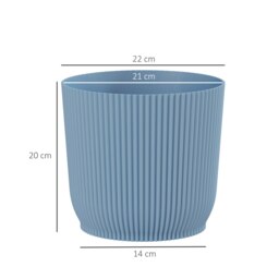 Rackhams Set of 2 Round Plant Pots Outdoor 22cm for Garden Decoration, Blue - White - 2 - Ф22 x 20Hcm - thumbnail 6