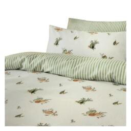 Rackhams Reversible Brushed Cotton Pumpkin Duvet Cover Set - White - King - White - 100% Cotton - thumbnail 2