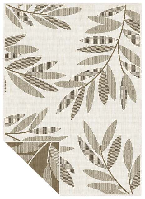 Rackhams Duo Weave Outdoor Brown Rug Trailing Leaves - 120X170 cm - image 1