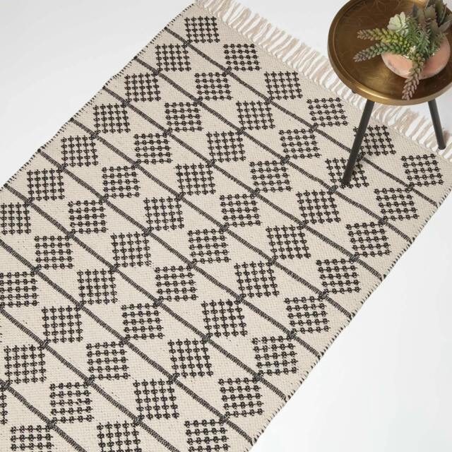 Rackhams Adana Handwoven Monochrome Cotton Textured Rug - 120 x 170 cm - image 1