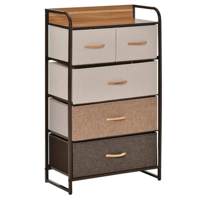 Rackhams 5-Drawer Dresser Tower 3-Tier Storage Organizer with Steel Frame Wooden Top for Bedroom Hallway Closets - image 1