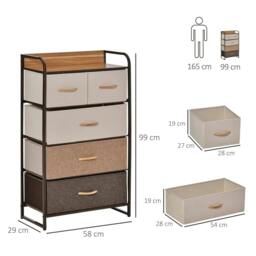 Rackhams 5-Drawer Dresser Tower 3-Tier Storage Organizer with Steel Frame Wooden Top for Bedroom Hallway Closets - thumbnail 3