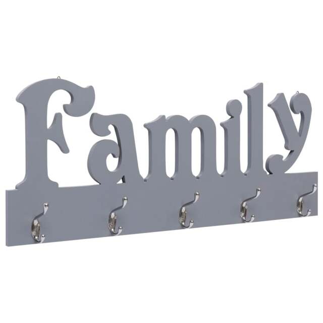 Rackhams Wall Mounted Coat Rack FAMILY Grey 74x29.5 cm